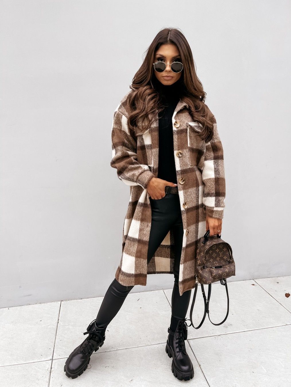 Women Plaid Printed Warm Jacket Autumn Winter New Fashion Casual Long Overcoat Pop Lapel Lady Single Breasted Shirt Coats