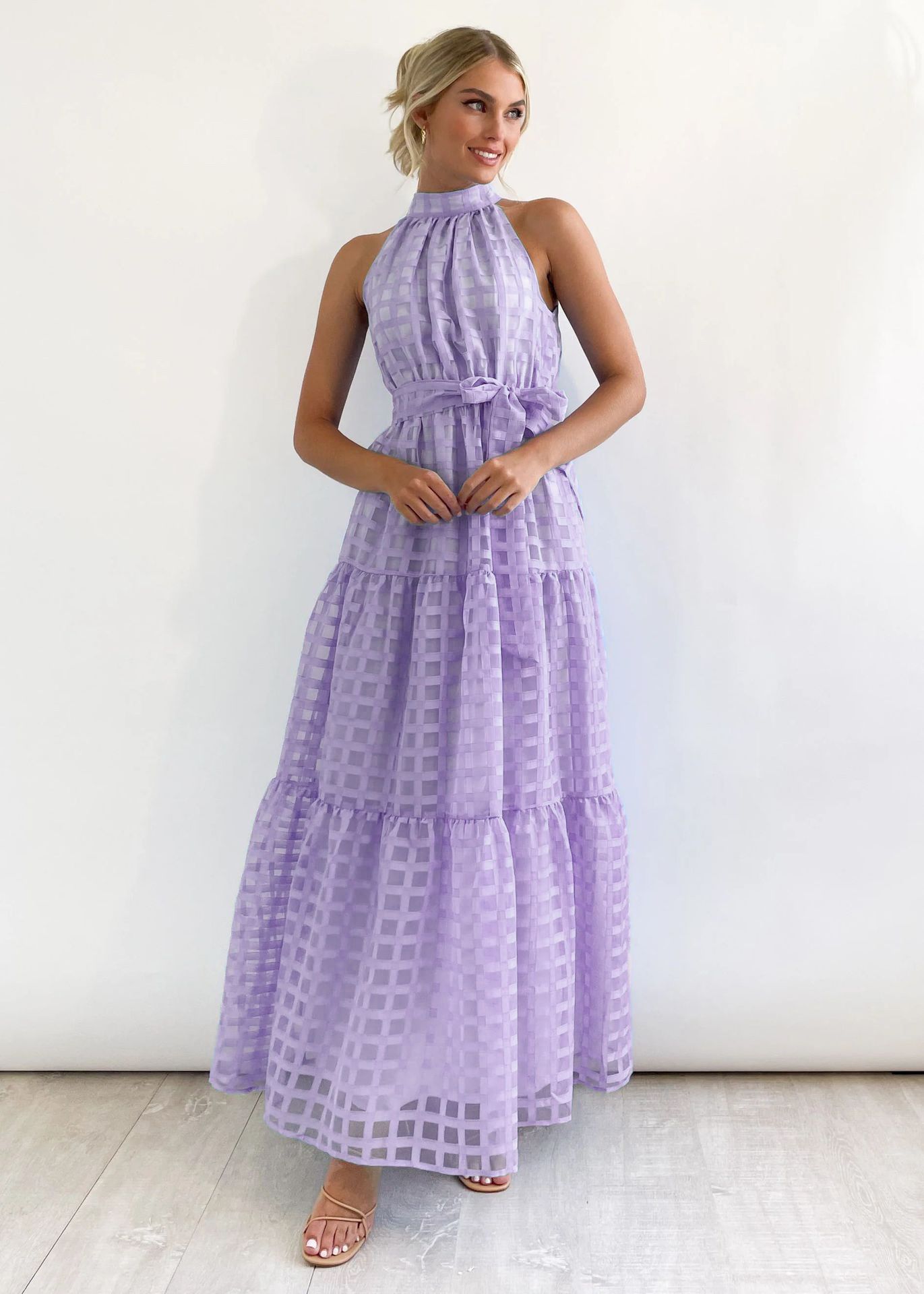 Elegant Women's Evening Dress Summer Waist Wrap Gentle Maxi Dress Robe Fashionova Outfits For Women