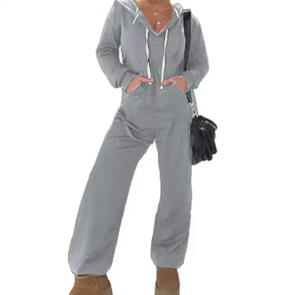 Winter Leisure Sportwear New Elastic Elegant Hoodies Jumpsuit Fashion Women Long Sleeve One Piece Outfit Warm Overalls