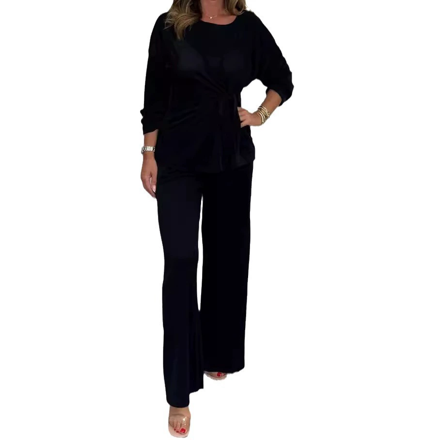 Women Two Pieces Set Elegant Long Sleeves Tops High Waist Pants Trousers Office Ladies Work Wear Business Suit New