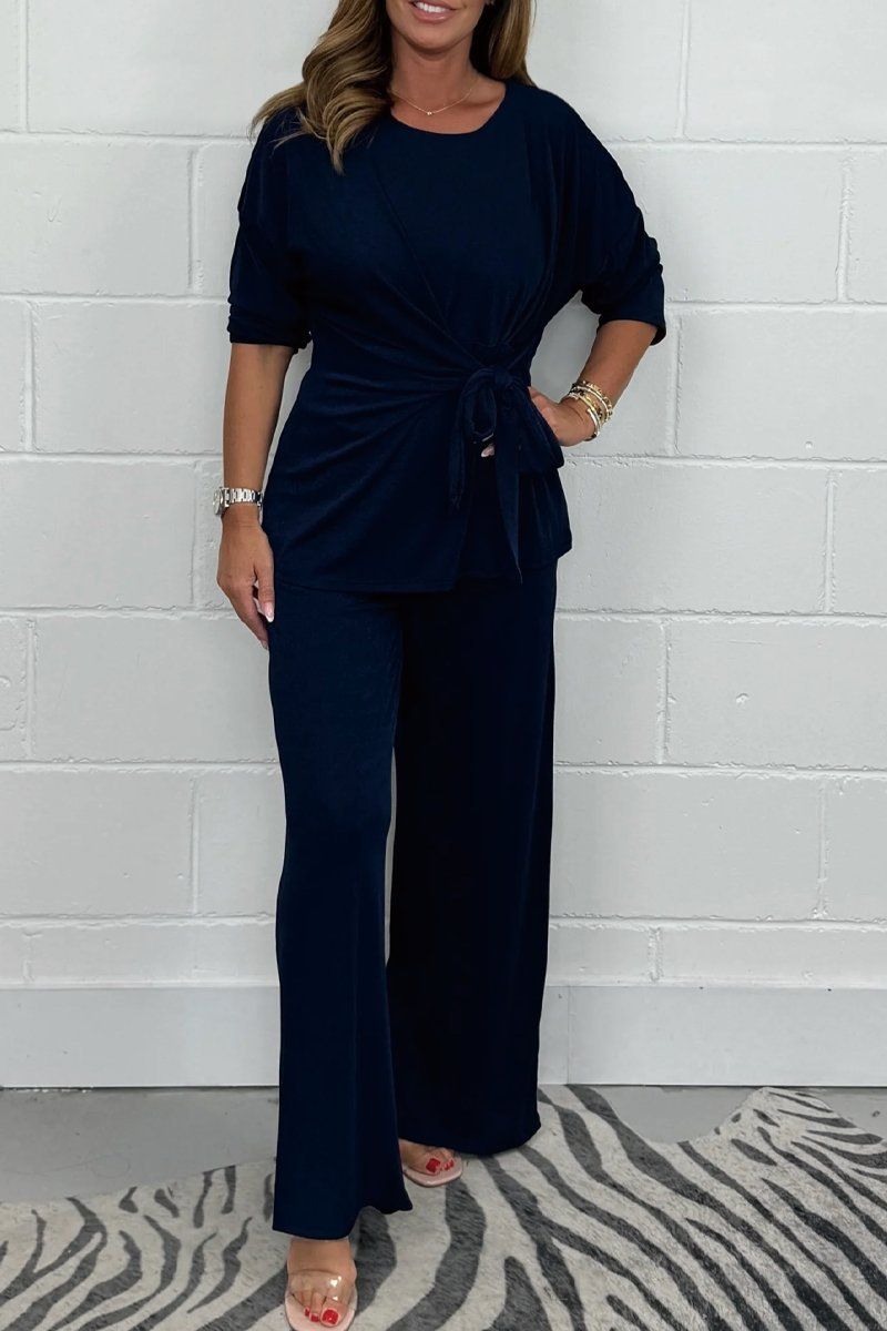 Women Two Pieces Set Elegant Long Sleeves Tops High Waist Pants Trousers Office Ladies Work Wear Business Suit New