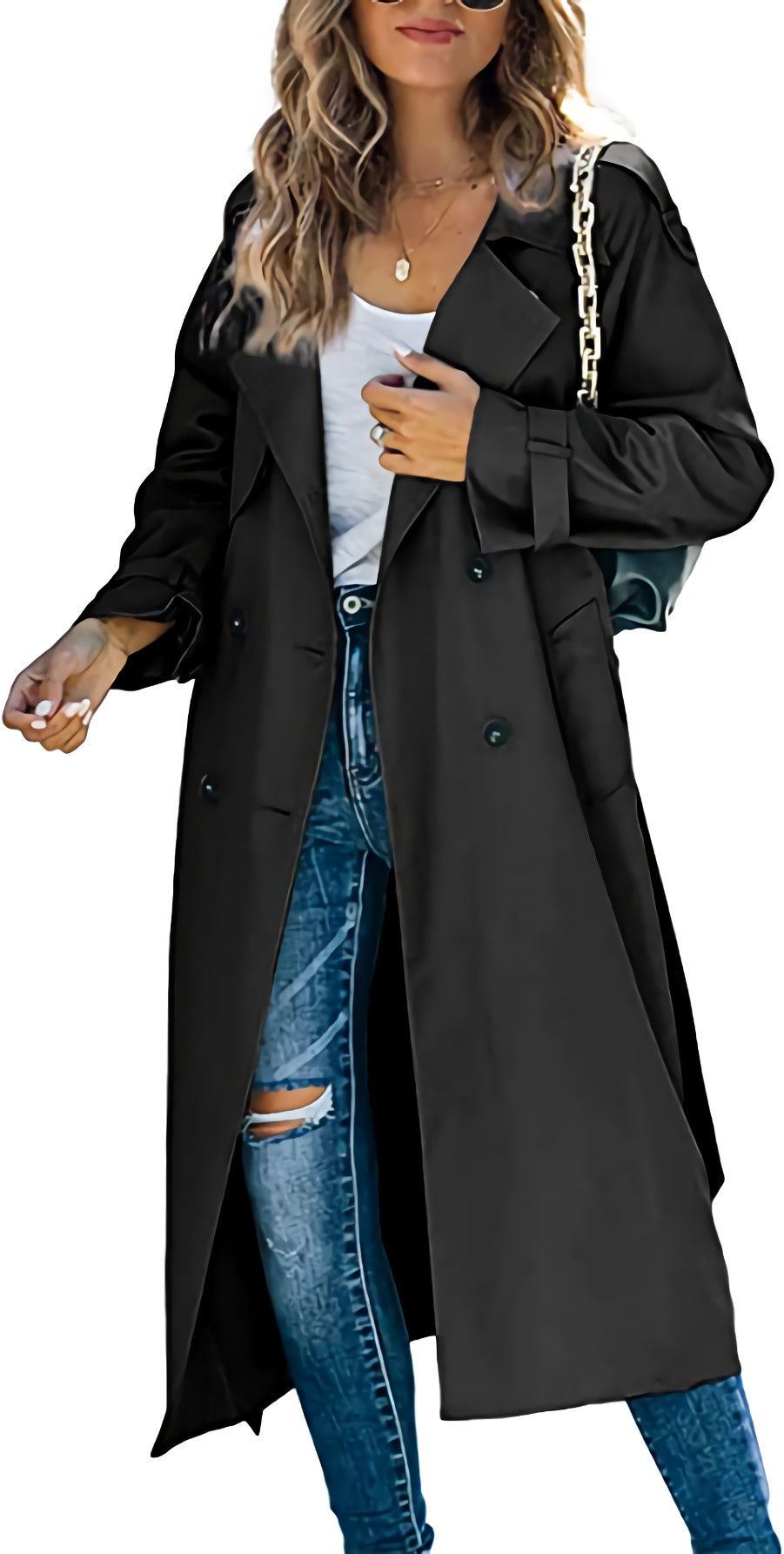 Woman's Trench Coat autumn/winter Fashion Solid Color Double Breasted Long Sleeve Loose Ladies Coats Dropshipping
