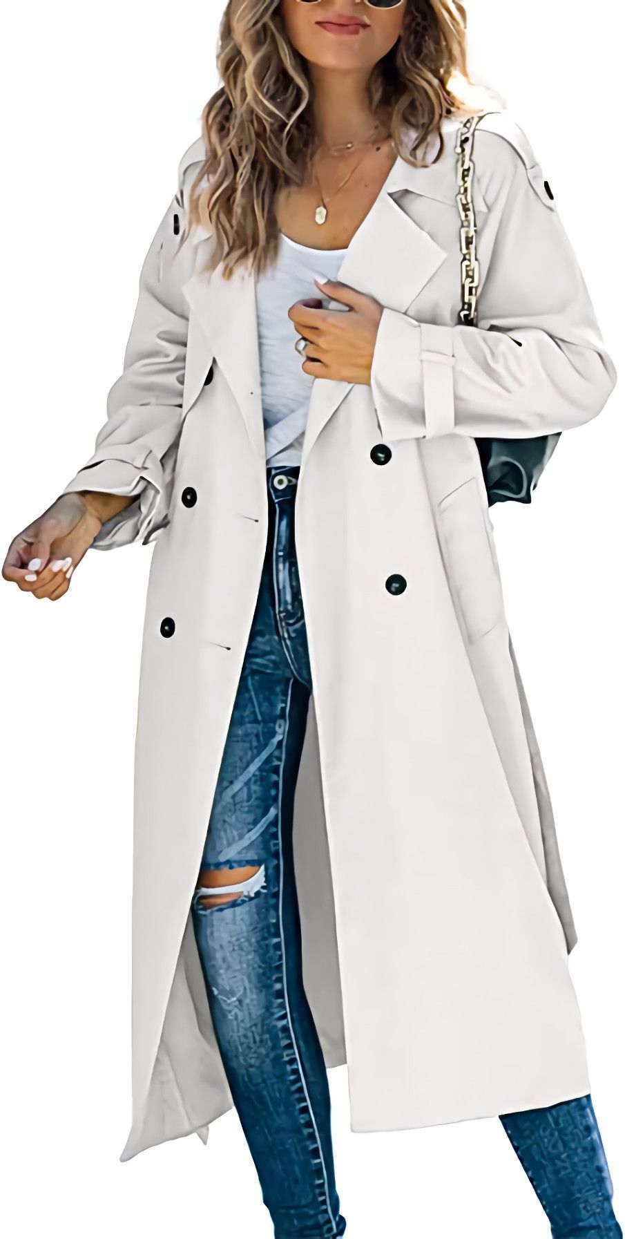 Woman's Trench Coat autumn/winter Fashion Solid Color Double Breasted Long Sleeve Loose Ladies Coats Dropshipping