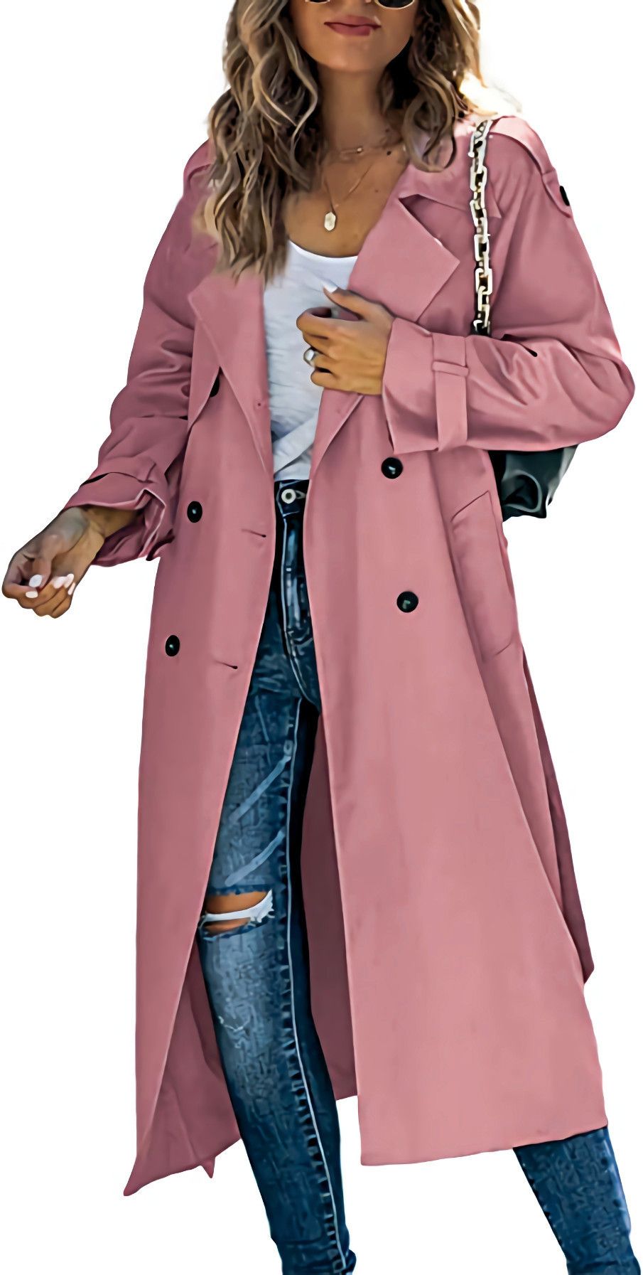 Woman's Trench Coat autumn/winter Fashion Solid Color Double Breasted Long Sleeve Loose Ladies Coats Dropshipping