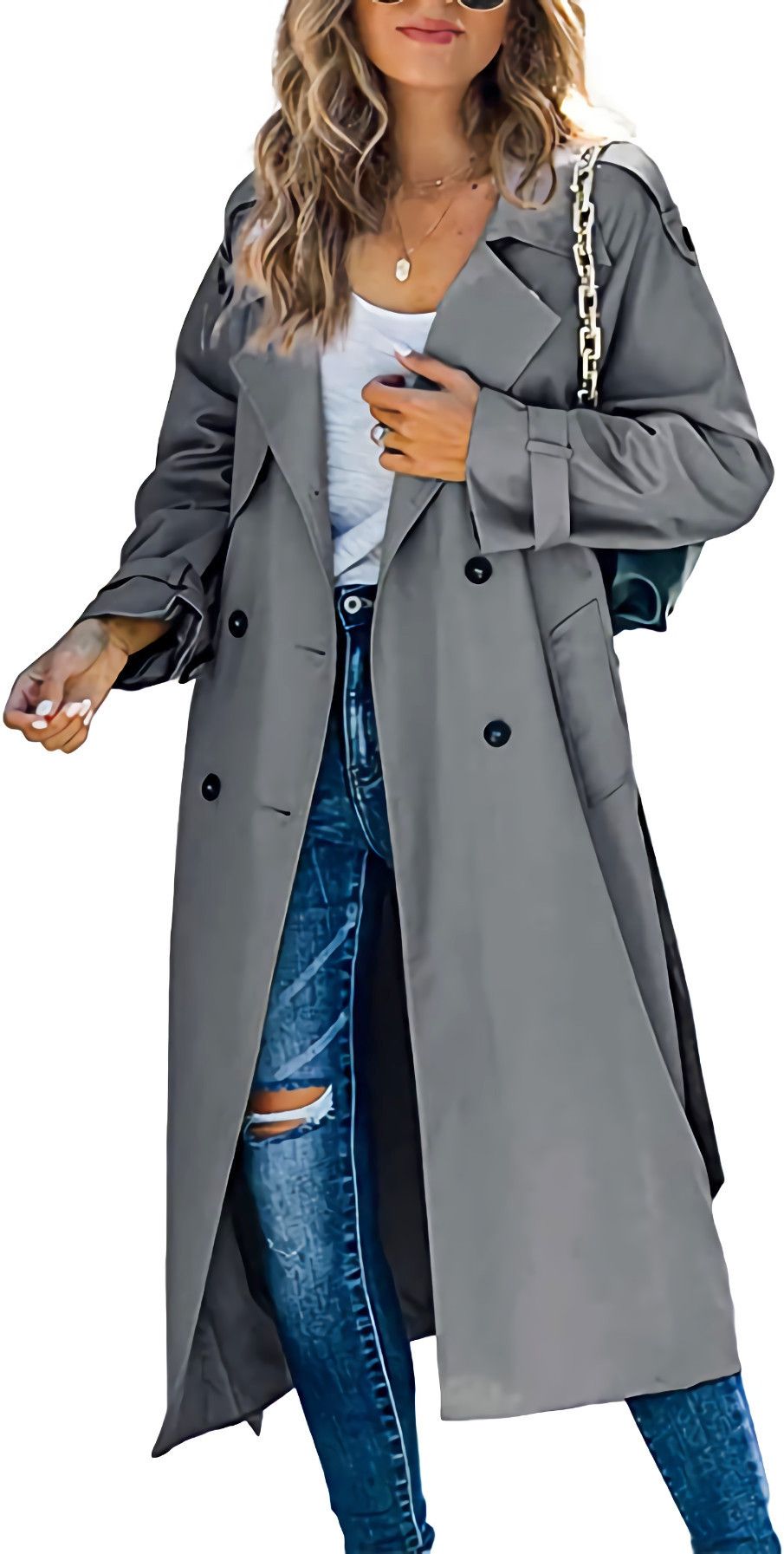 Woman's Trench Coat autumn/winter Fashion Solid Color Double Breasted Long Sleeve Loose Ladies Coats Dropshipping
