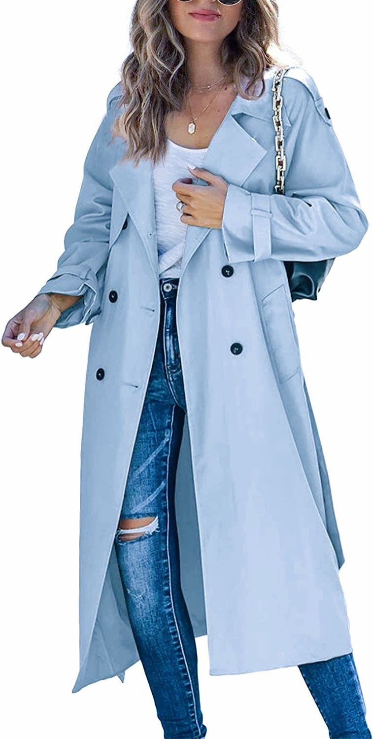 Woman's Trench Coat autumn/winter Fashion Solid Color Double Breasted Long Sleeve Loose Ladies Coats Dropshipping