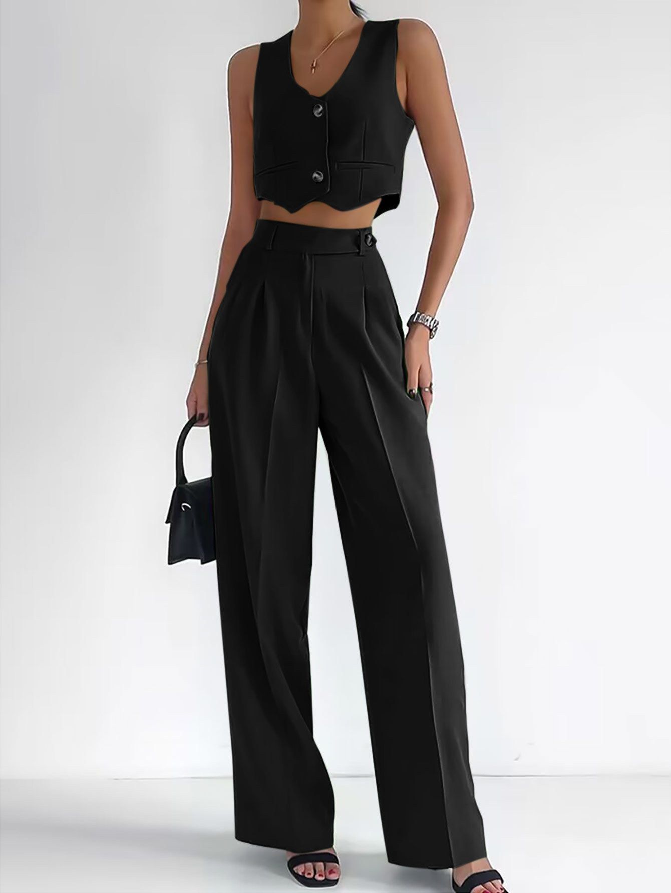 Summer Linen Pants Sets Women 2 Pieces Elegant Office Lady V-Neck Crop Tops Fashion Green Party Silm Straight Pants Suits