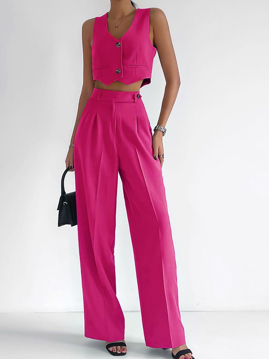 Summer Linen Pants Sets Women 2 Pieces Elegant Office Lady V-Neck Crop Tops Fashion Green Party Silm Straight Pants Suits
