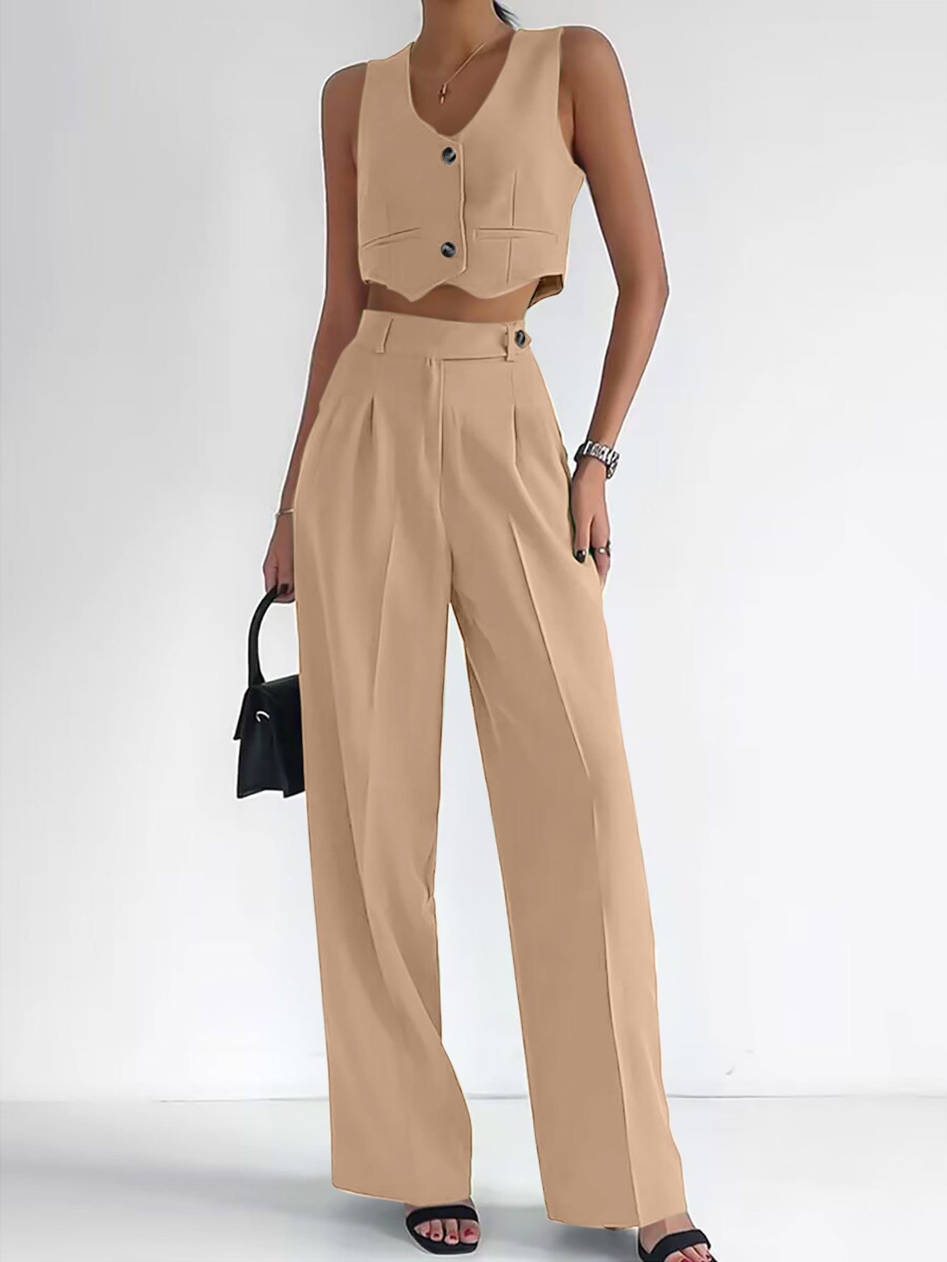 Summer Linen Pants Sets Women 2 Pieces Elegant Office Lady V-Neck Crop Tops Fashion Green Party Silm Straight Pants Suits