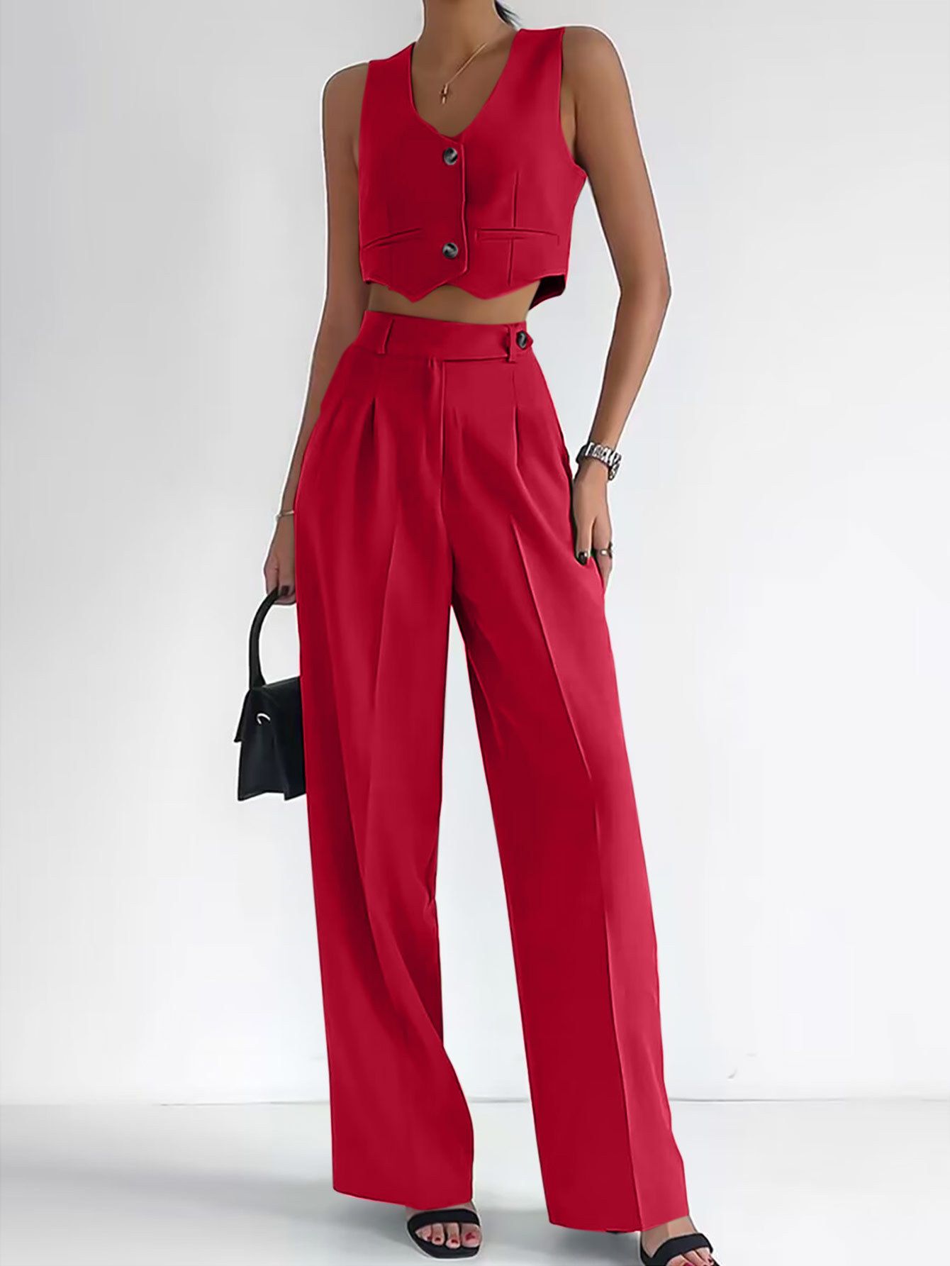 Summer Linen Pants Sets Women 2 Pieces Elegant Office Lady V-Neck Crop Tops Fashion Green Party Silm Straight Pants Suits