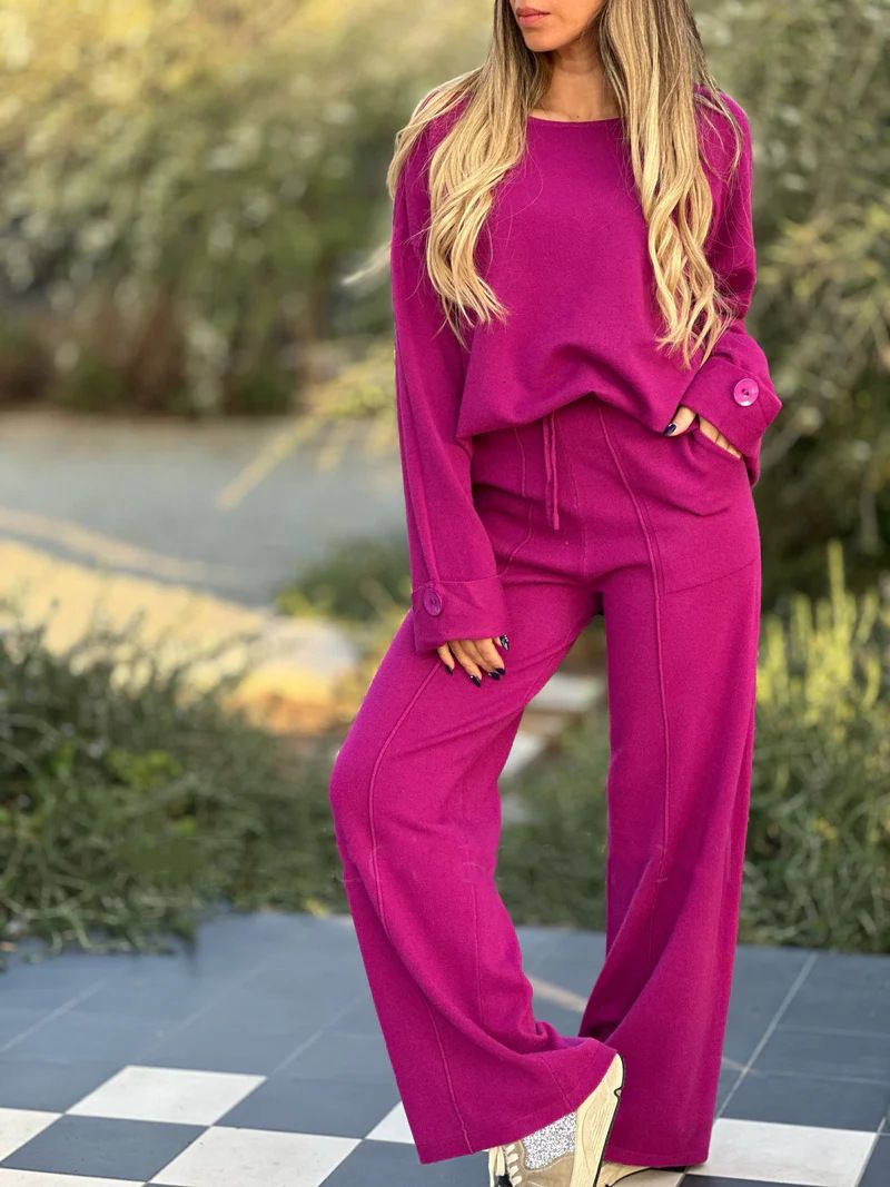 Women's Clothing Autumn New Fashion Casual Suit Solid Color Long Sleeved Suit Wide Leg Pants Long Pants Two-piece Set