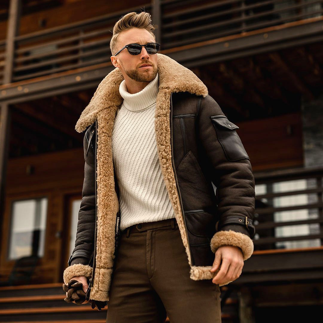 Men's Thickened Fur Collar Windproof Pu Leather Coat Male Leather Jacket Men's Winter Motorcycle Clothes Leanther Jacket