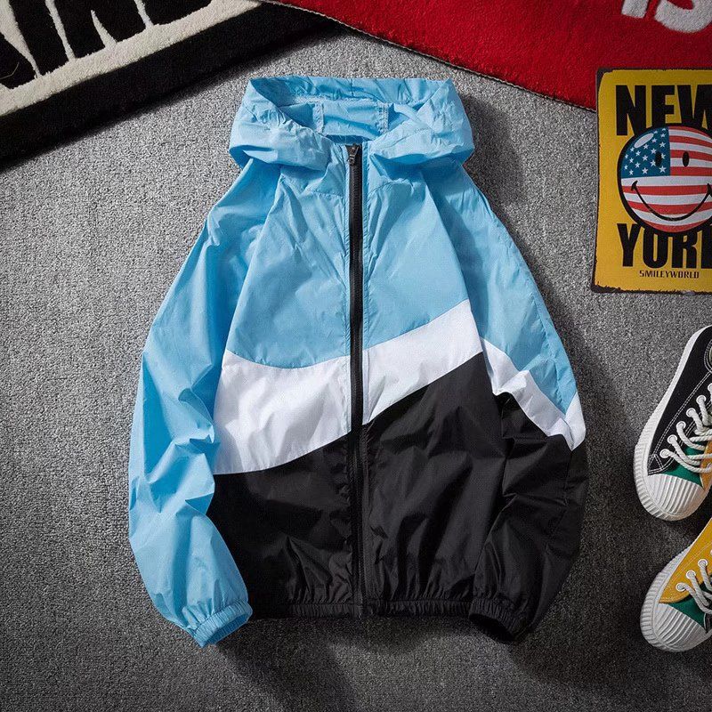 New Spring Autumn Men's Fashion Color Block Jacket Casual Trendy Thin Student Style Jacket Hooded Top Loose Fit