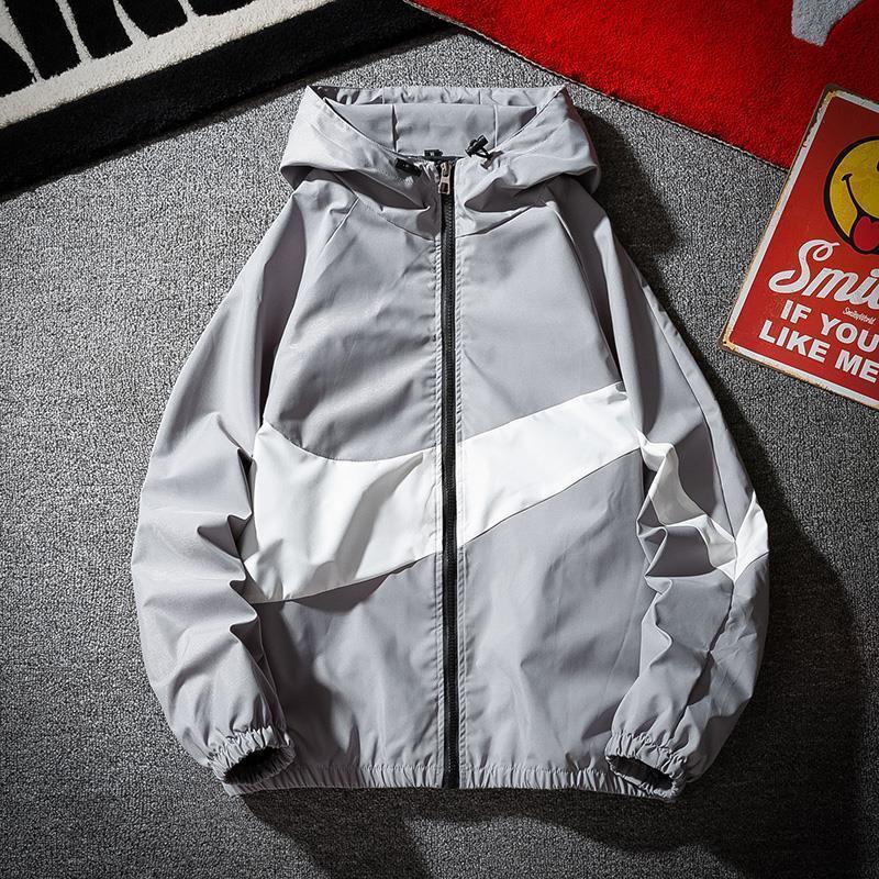 New Spring Autumn Men's Fashion Color Block Jacket Casual Trendy Thin Student Style Jacket Hooded Top Loose Fit