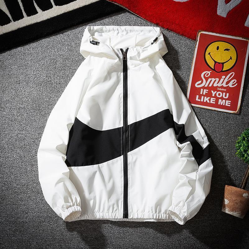 New Spring Autumn Men's Fashion Color Block Jacket Casual Trendy Thin Student Style Jacket Hooded Top Loose Fit