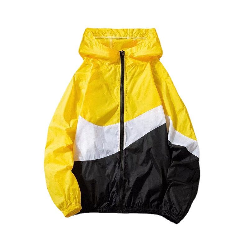 New Spring Autumn Men's Fashion Color Block Jacket Casual Trendy Thin Student Style Jacket Hooded Top Loose Fit