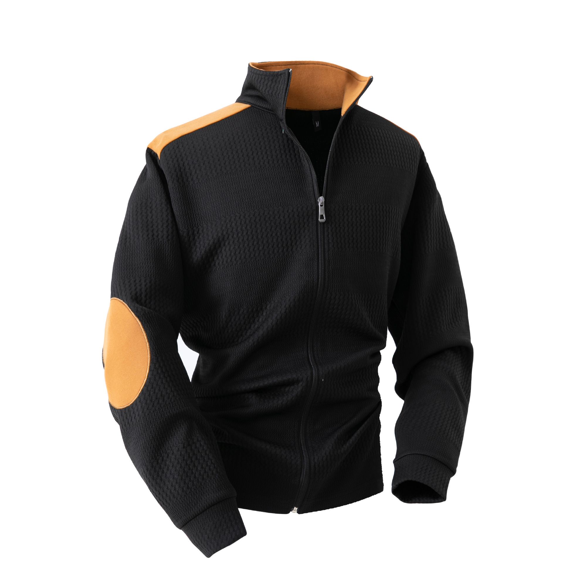 Autumn/Winter new explosive men's lapel jacquard splicing jacket Casual outdoor zipper long-sleeved top Coats