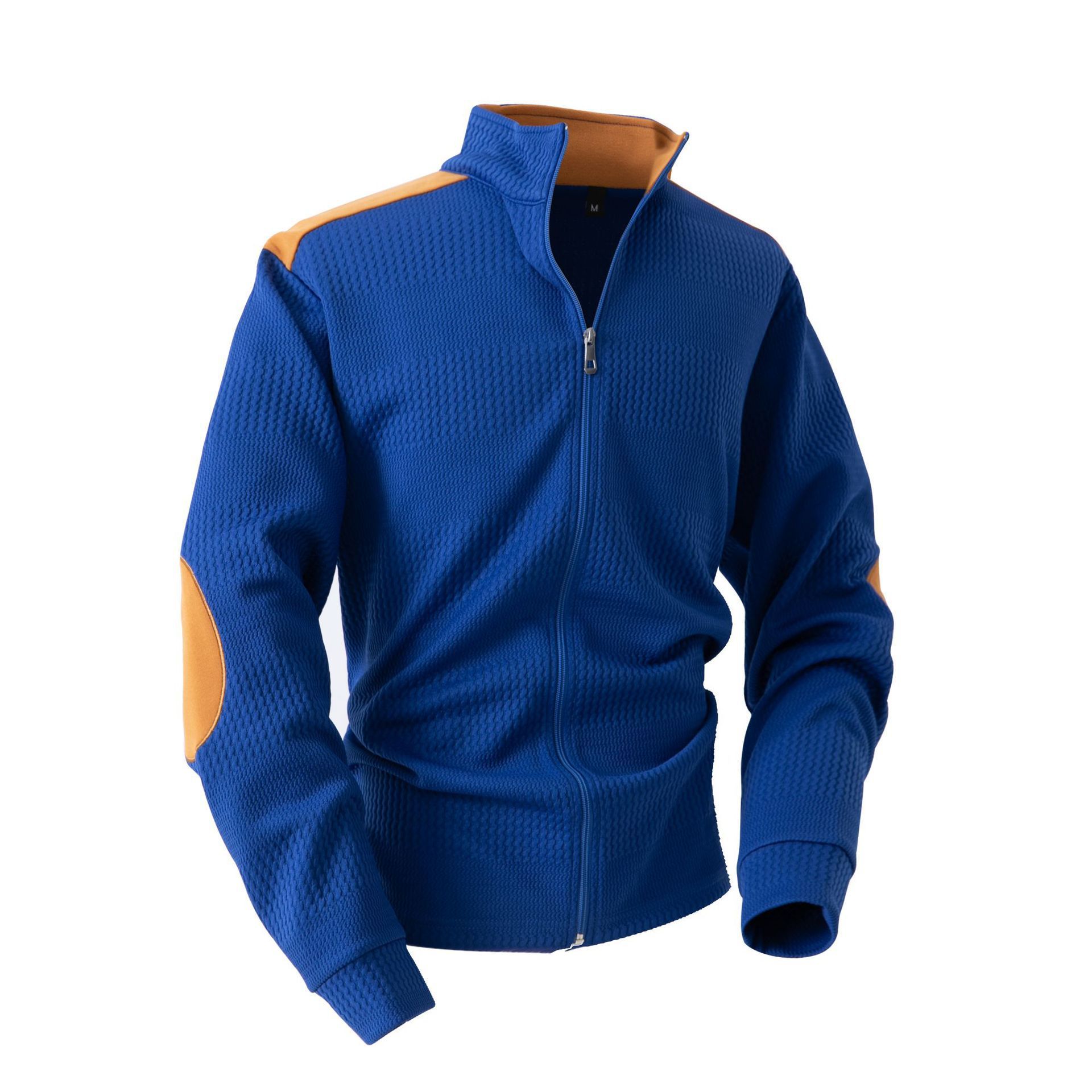 Autumn/Winter new explosive men's lapel jacquard splicing jacket Casual outdoor zipper long-sleeved top Coats