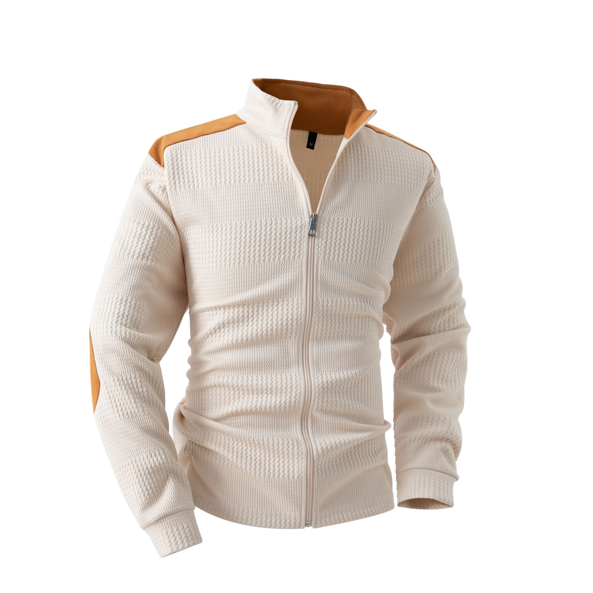 Autumn/Winter new explosive men's lapel jacquard splicing jacket Casual outdoor zipper long-sleeved top Coats