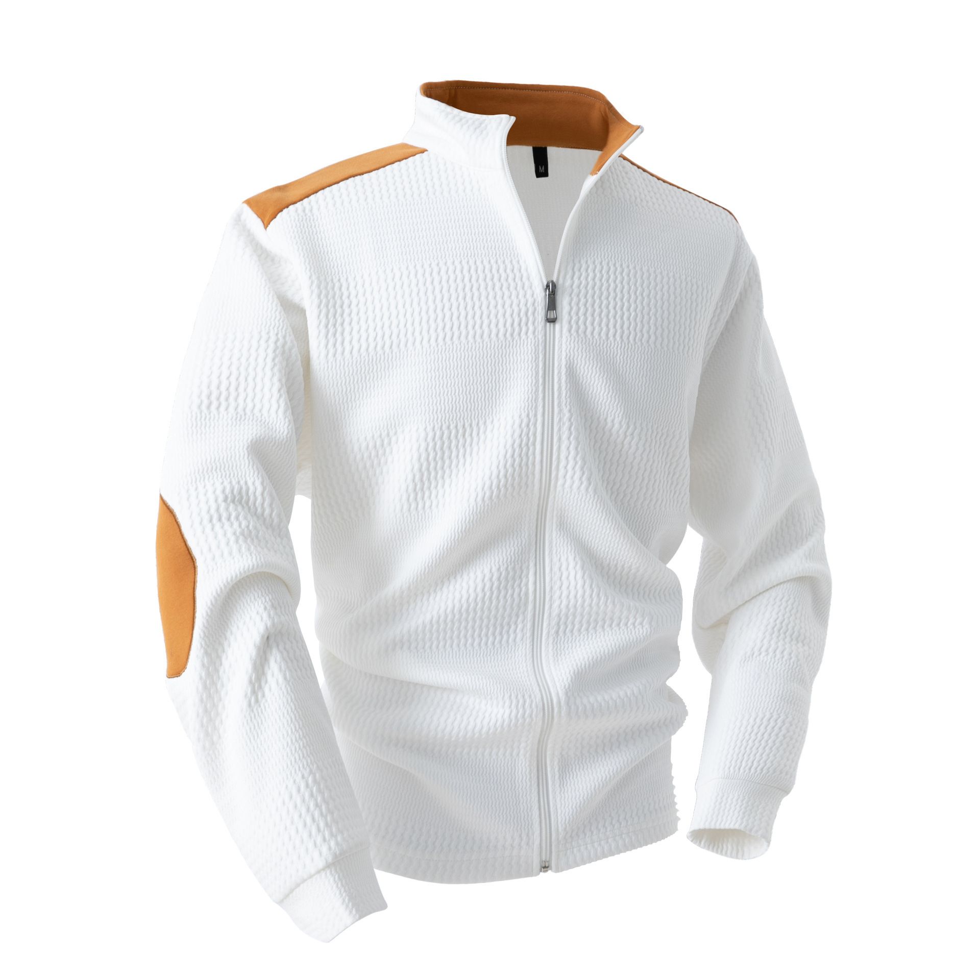 Autumn/Winter new explosive men's lapel jacquard splicing jacket Casual outdoor zipper long-sleeved top Coats