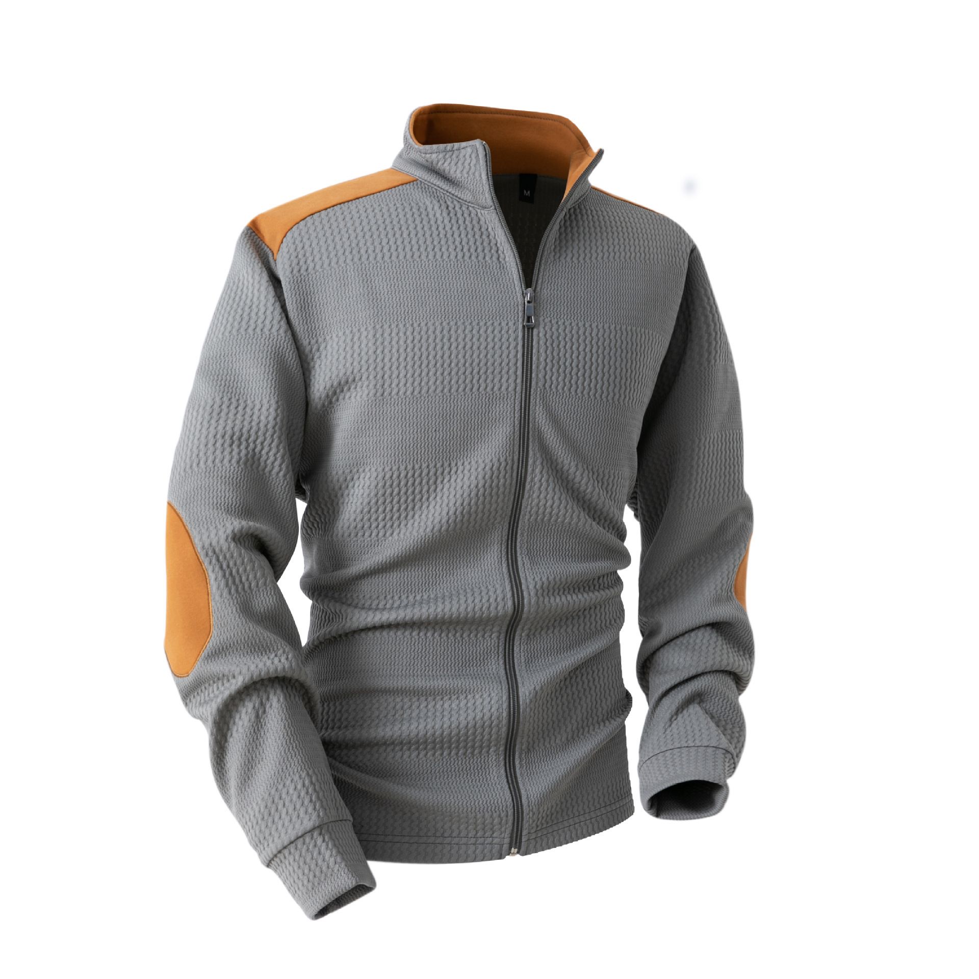Autumn/Winter new explosive men's lapel jacquard splicing jacket Casual outdoor zipper long-sleeved top Coats