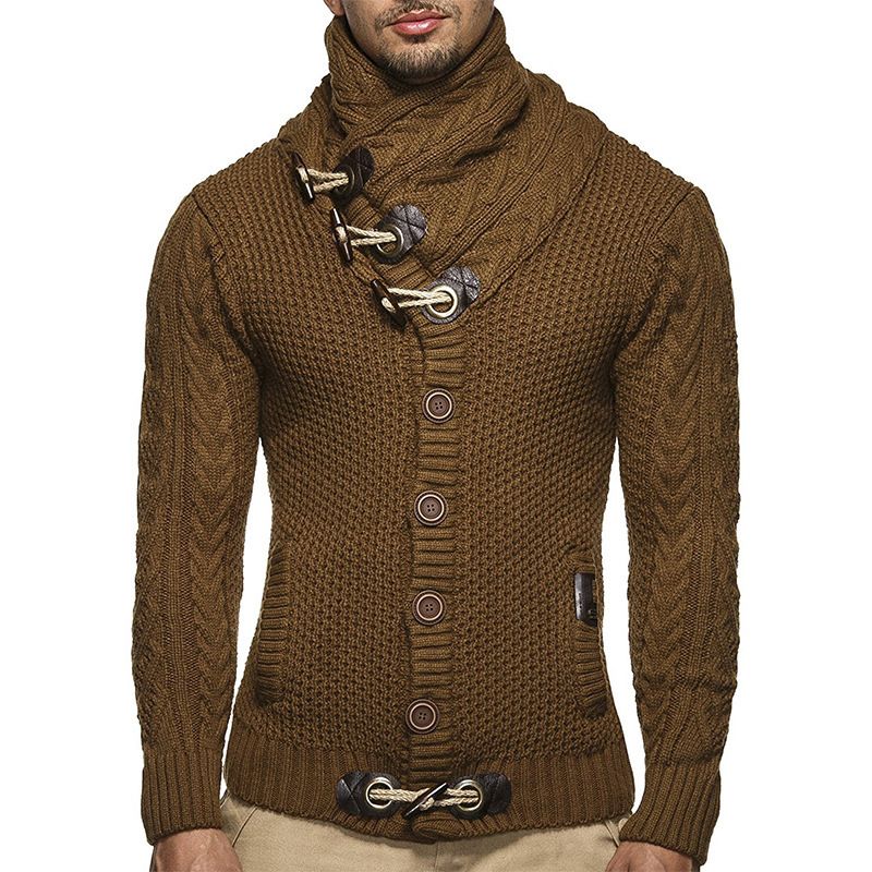 Autumn Winter Turtleneck Sweater Men Casual Solid Knitted Cardigan Men FullSleeve Slim Mens Oversized Sweaters Coat men