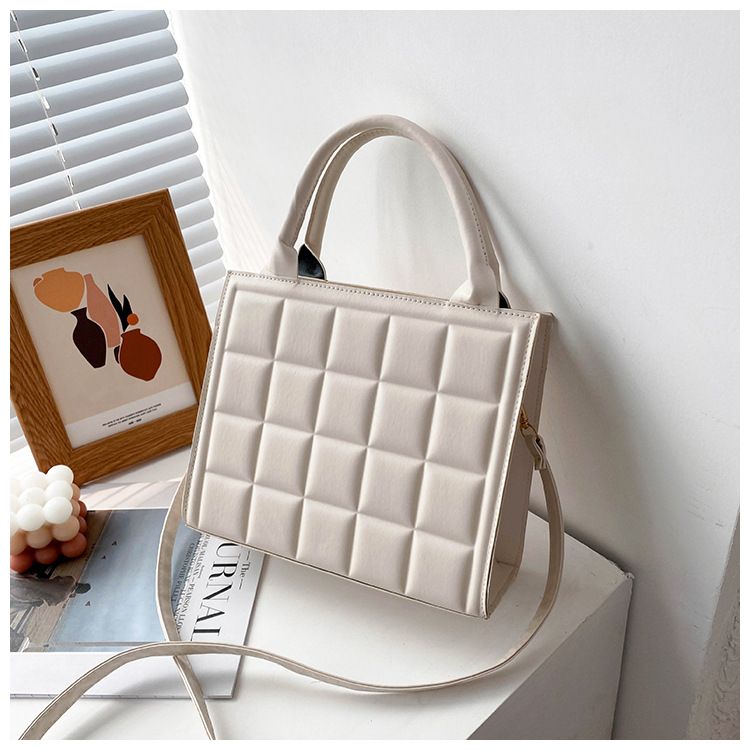 New Luxury Handbags Designer Women Shoulder Bag Fashion Plaid PU Leather Crossbody Bags Square Small Top-handle Bags Tote