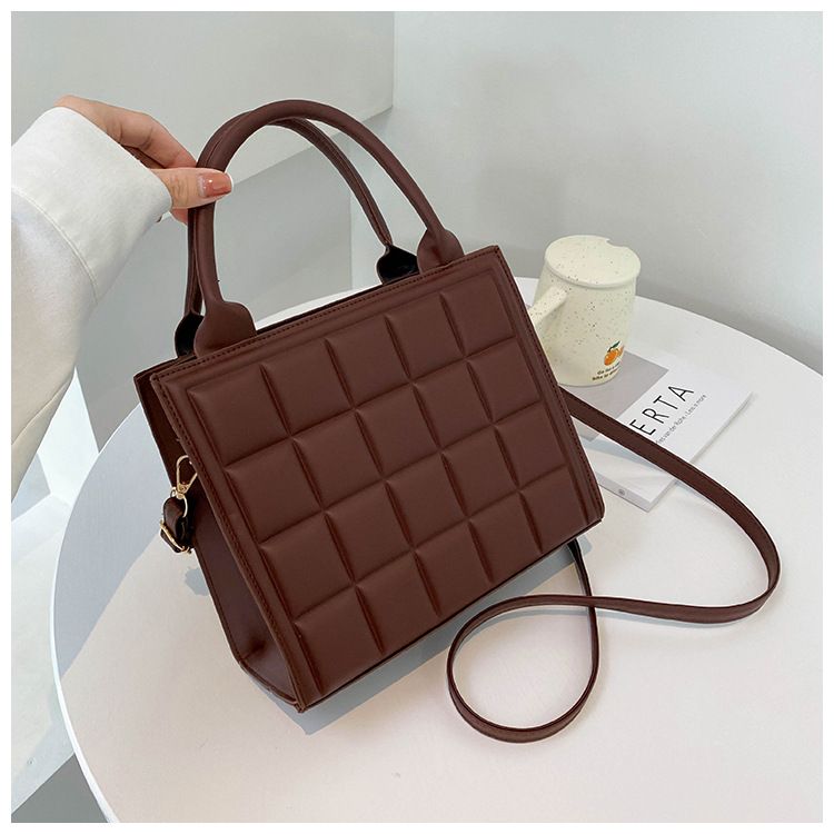 New Luxury Handbags Designer Women Shoulder Bag Fashion Plaid PU Leather Crossbody Bags Square Small Top-handle Bags Tote