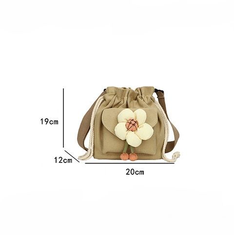 Women's Bag Drawstring Crossbody Bag for Girls Cute Canvas Bucket Shoulder Bag Fashion Handbag Messenger Bag for Travel Vacation