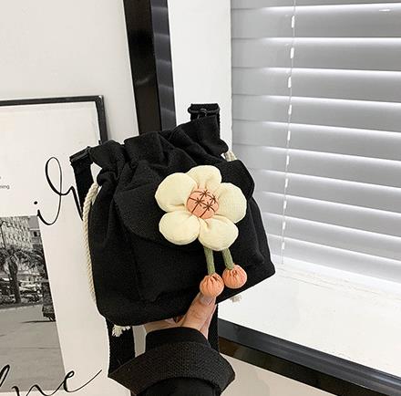 Women's Bag Drawstring Crossbody Bag for Girls Cute Canvas Bucket Shoulder Bag Fashion Handbag Messenger Bag for Travel Vacation