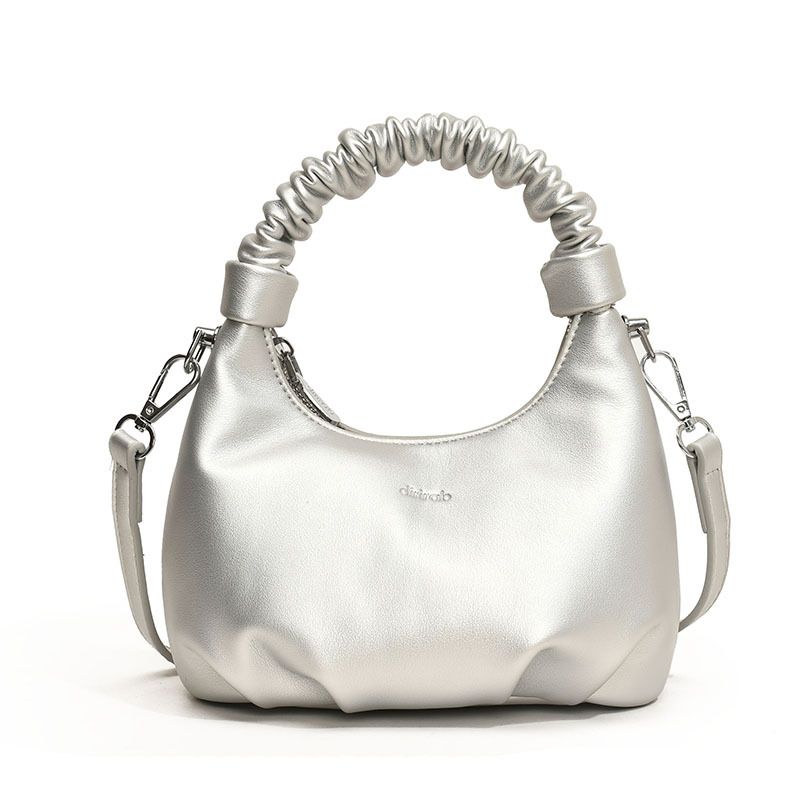 New Stylish Niche Pleated Soft Leather Handbag for Women, Simple and Trendy Single Shoulder Crossbody Bag
