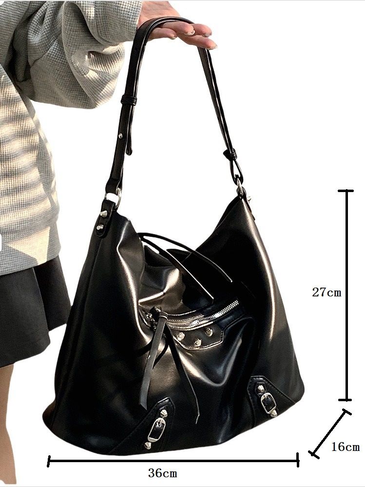 Cool Punk Women's Tote Shoulder Bag Retro Locomotive Female Crossbody Bags Large Capacity Ladies Travel Commute Handbags