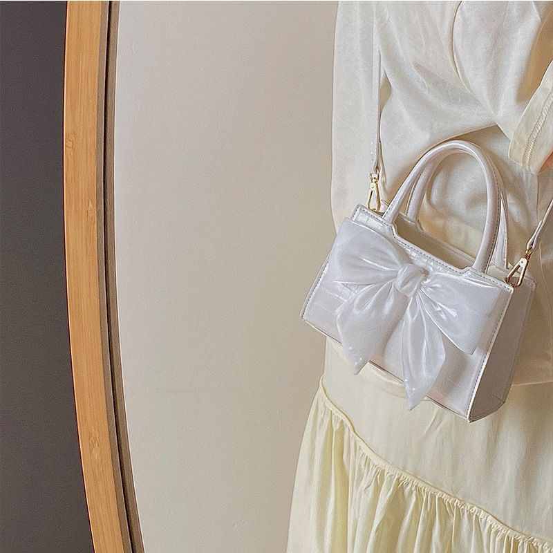 Fashion Women's Clutch Purse Handbags Summer Pink White Bowknot Female Underarm Bags Sweet Girl's Small Square Shoulder Messenger Bag