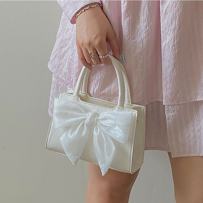 Fashion Women's Clutch Purse Handbags Summer Pink White Bowknot Female Underarm Bags Sweet Girl's Small Square Shoulder Messenger Bag