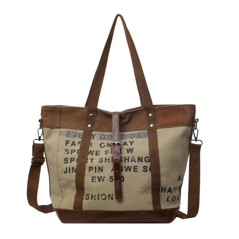 Fashionable Letter Canvas Tote Bag Large Capacity Women's Handbag for Commute/Work Luxury Patchwork Shoulder Bags for Women