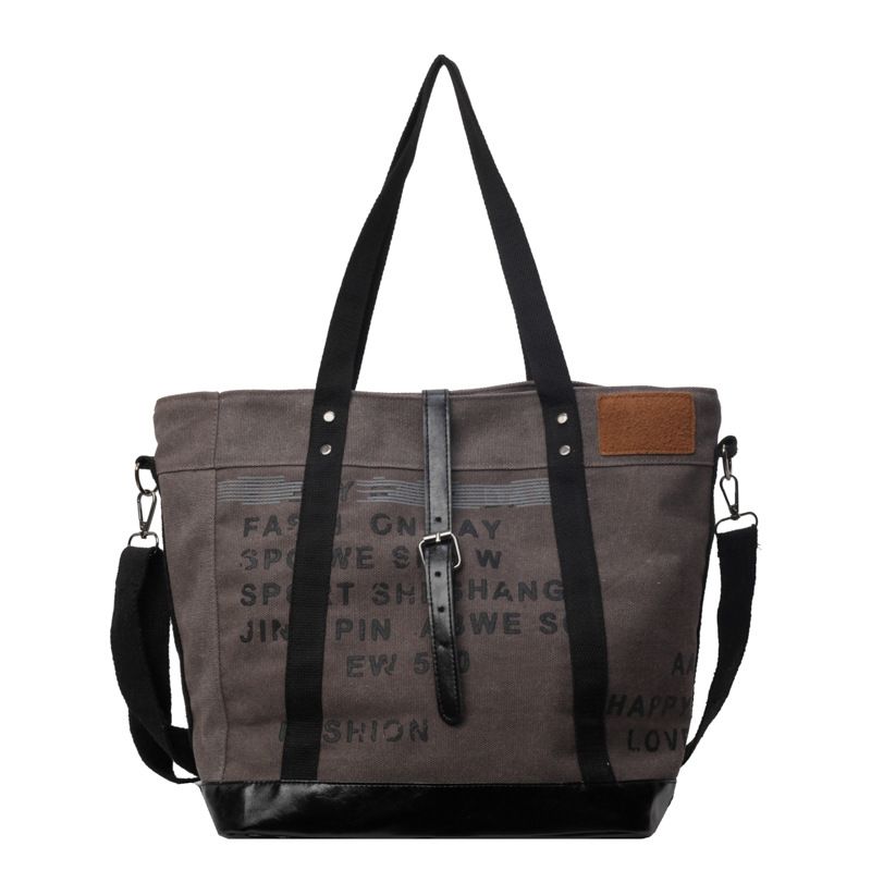 Fashionable Letter Canvas Tote Bag Large Capacity Women's Handbag for Commute/Work Luxury Patchwork Shoulder Bags for Women