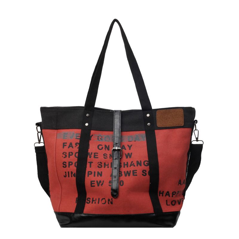 Fashionable Letter Canvas Tote Bag Large Capacity Women's Handbag for Commute/Work Luxury Patchwork Shoulder Bags for Women