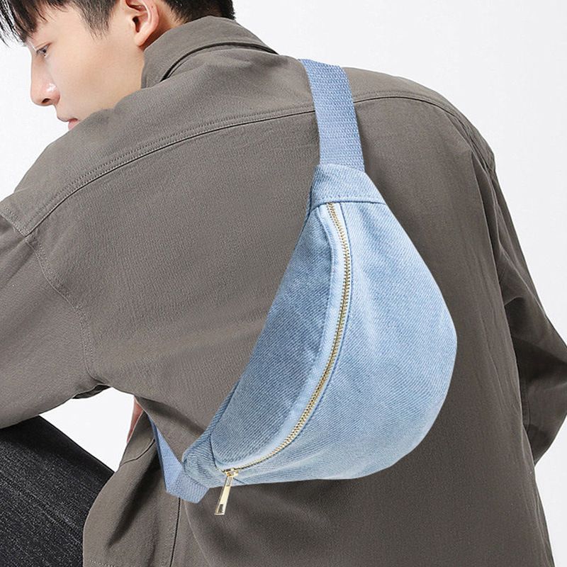 Trendy Convertible Denim Waist Bag | Unisex Lightweight Crossbody Backpack for Outdoor Sports, Hiking & Travel Shoulder Bags