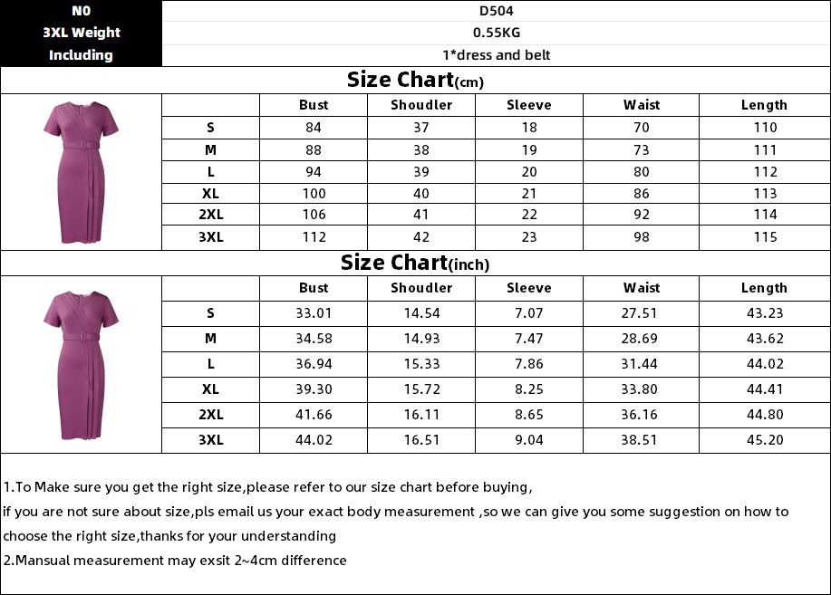 Classy Official Dresses for Ladies Elegant Bodycon Dress Short Sleeve Wrap V Neck Modest Fashion Belt Formal Church Dresses
