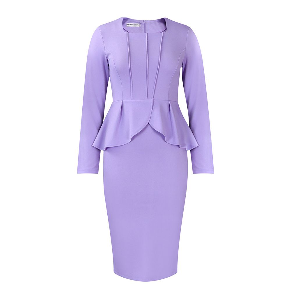 Solid Plus Size Club Verge Dress Women Long Sleeve Large Big Dresses Spring Slim Fit Party Tight Curvy Dress