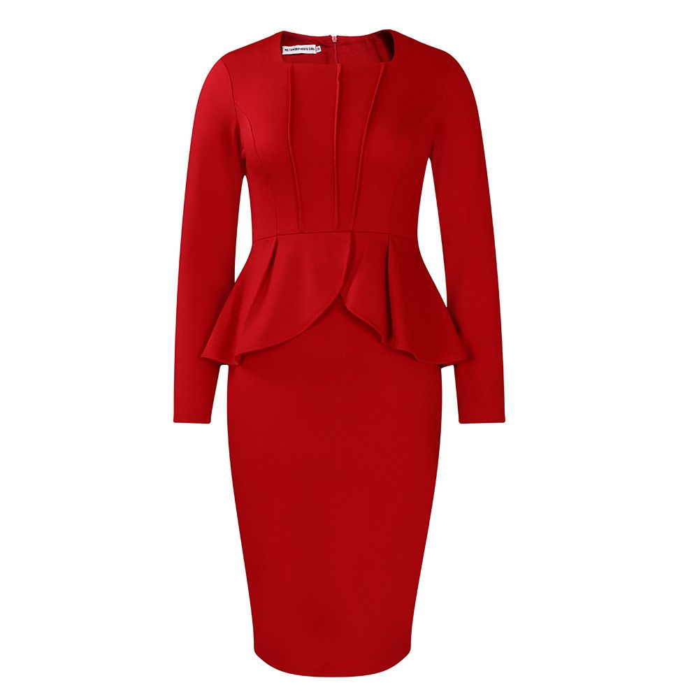 Solid Plus Size Club Verge Dress Women Long Sleeve Large Big Dresses Spring Slim Fit Party Tight Curvy Dress
