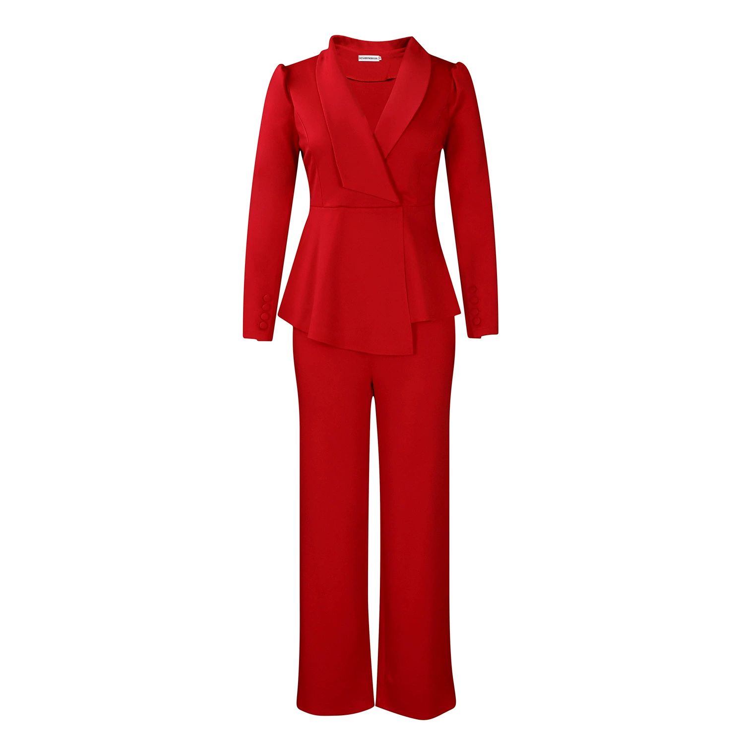 Fashionable Elegant Winter New Women's Clothing Olruffle Edge Top Bell Bottoms African Suit Two-Piece Outfits