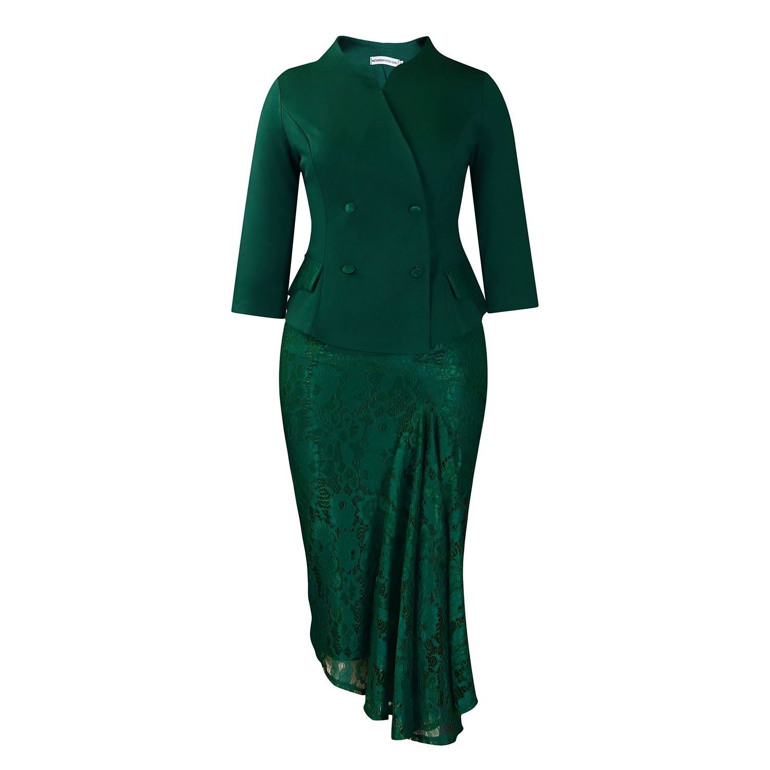 Elegant Lace 3/4 Sleeve O-Neck Mid Dresses Women's Party Prom Birthday Evening Gown African Dashiki Office Ladies Robe