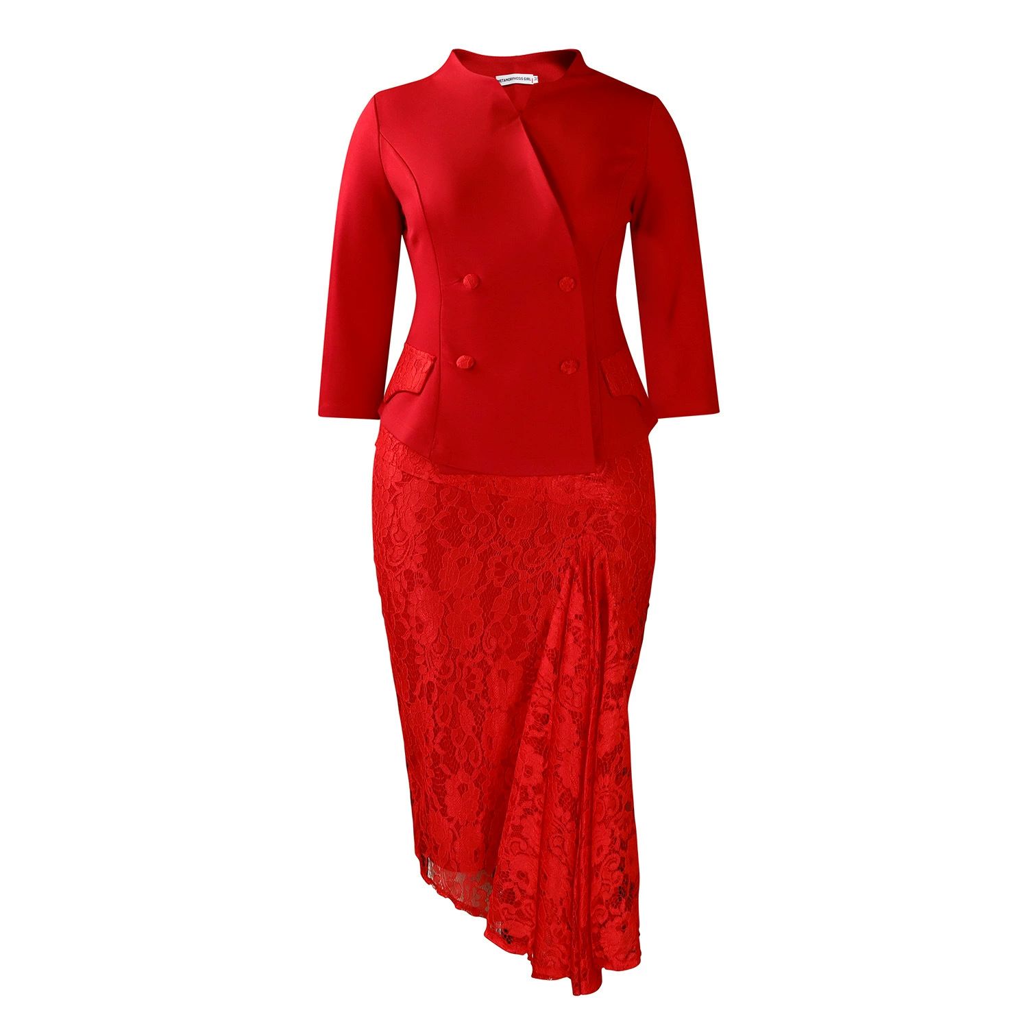 Elegant Lace 3/4 Sleeve O-Neck Mid Dresses Women's Party Prom Birthday Evening Gown African Dashiki Office Ladies Robe