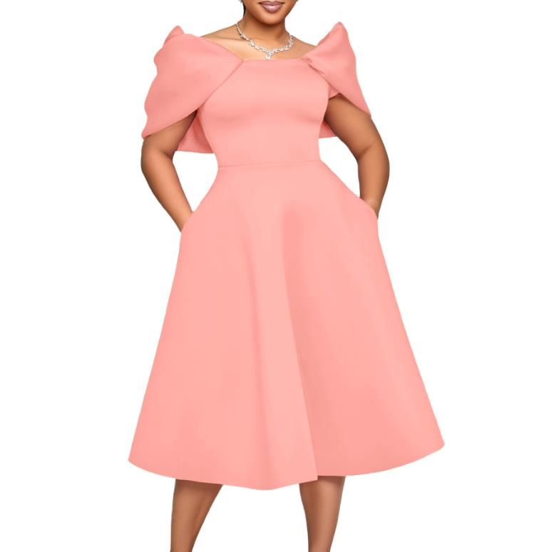 Elegant Dresses Woman Wedding Party Off the Shoulder Puff Sleeve A Line Pleated Mid Calf Luxury Birthday Night Vestidos Hot