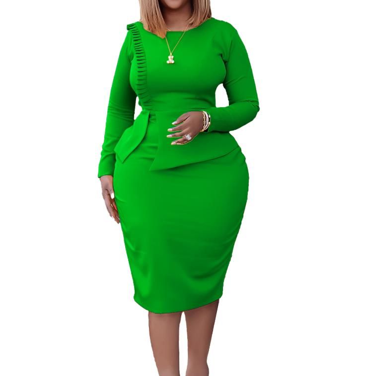 African Dresses for Women Summer Elegant African Long Sleeve O-neck Evening Party High Waist Office Lady Bodycon Dress