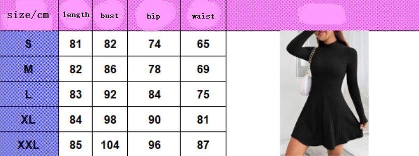 Spring Women A-Line Dresses Fashion New Club Party Half High Collar Long Sleeves Sexy Black Dress Lady Casual Slim Dress