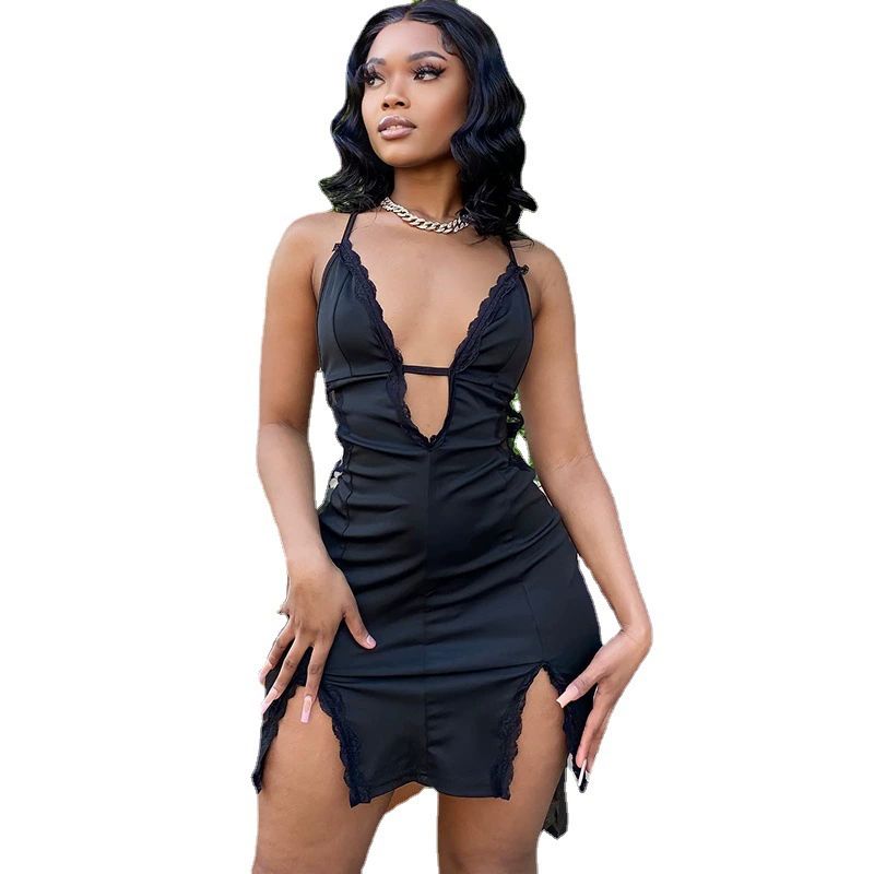 Women Sleeveless Backless Sexy Slip Black Midi Dress Bodycon Sexy Streetwear Party Club Elegant Fashion Streetwear Clothes