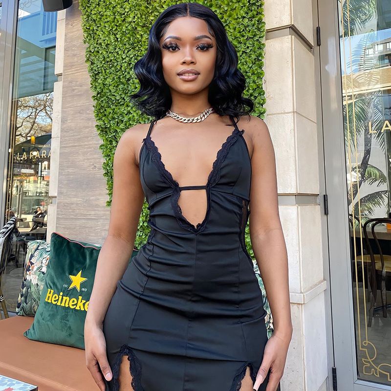 Women Sleeveless Backless Sexy Slip Black Midi Dress Bodycon Sexy Streetwear Party Club Elegant Fashion Streetwear Clothes