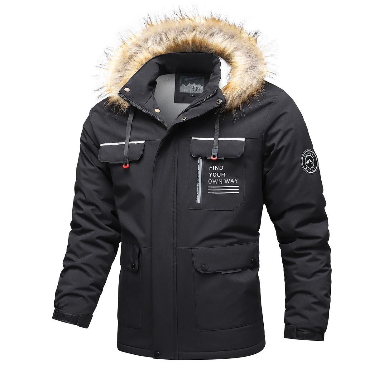 Men Hooded Parkas Winter Jacket Cotton Padded Warm Coat Long Hooded Jacket Male Fashion Casual Youth Thick Coat Clothing